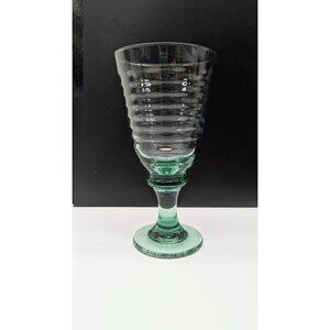 LIBBEY Vintage 90s Sirrus Spanish Green Glass Water Ice Tea Goblet 7.5" Ribbed